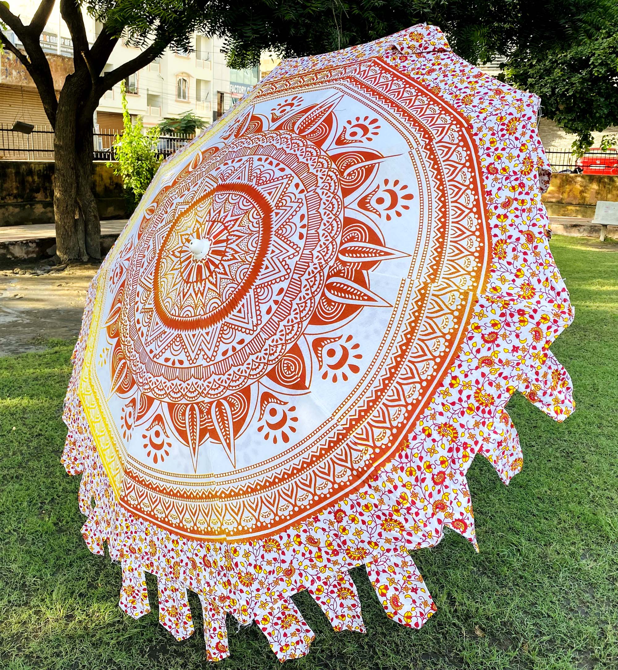Indian Handmade Cotton Mandala Umbrella , Formal Event, Parasol Large